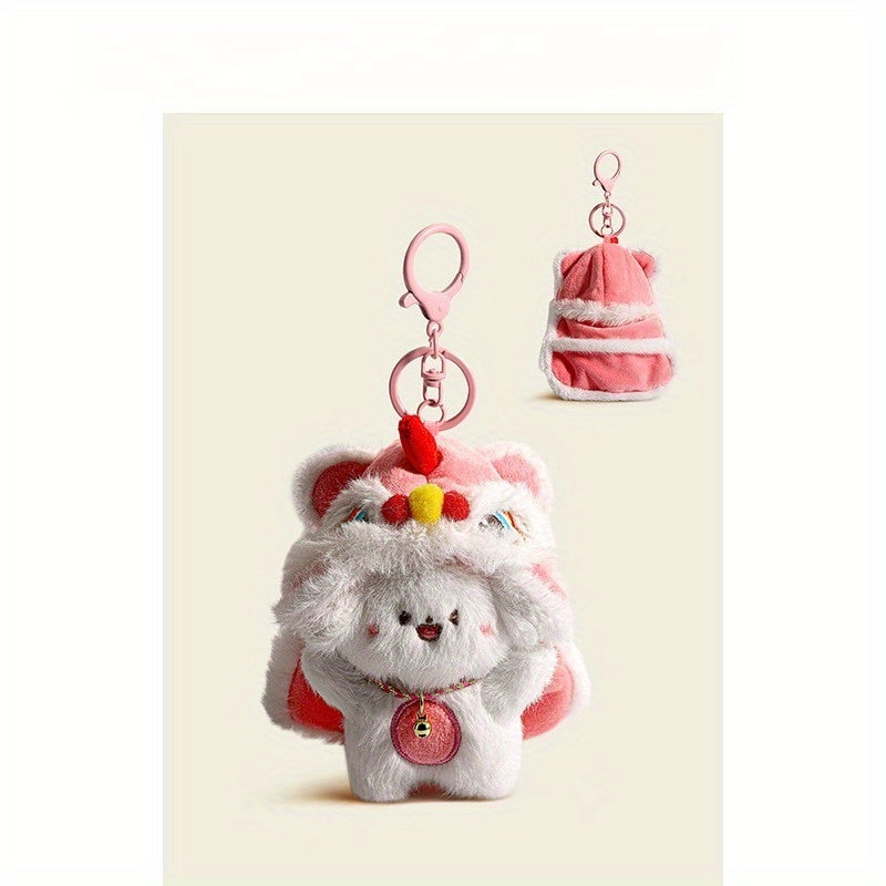 Cute Plush Panda Plush Keychain & Bag Charm - Soft Fluffy Ears & Expressive Eyes, Snap Hook Closure